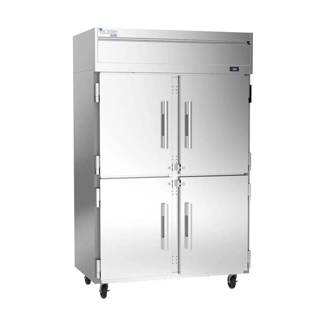 Victory VERSA-2D-HD-HC 52" 2-Section Reach-In Refrigerator w/ 4 Solid Half Doors, Aluminum Interior, 45.2 cu. ft.