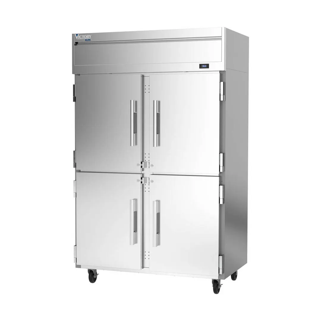 Victory VERSA-2D-HD-HC 52" 2-Section Reach-In Refrigerator w/ 4 Solid Half Doors, Aluminum Interior, 45.2 cu. ft.