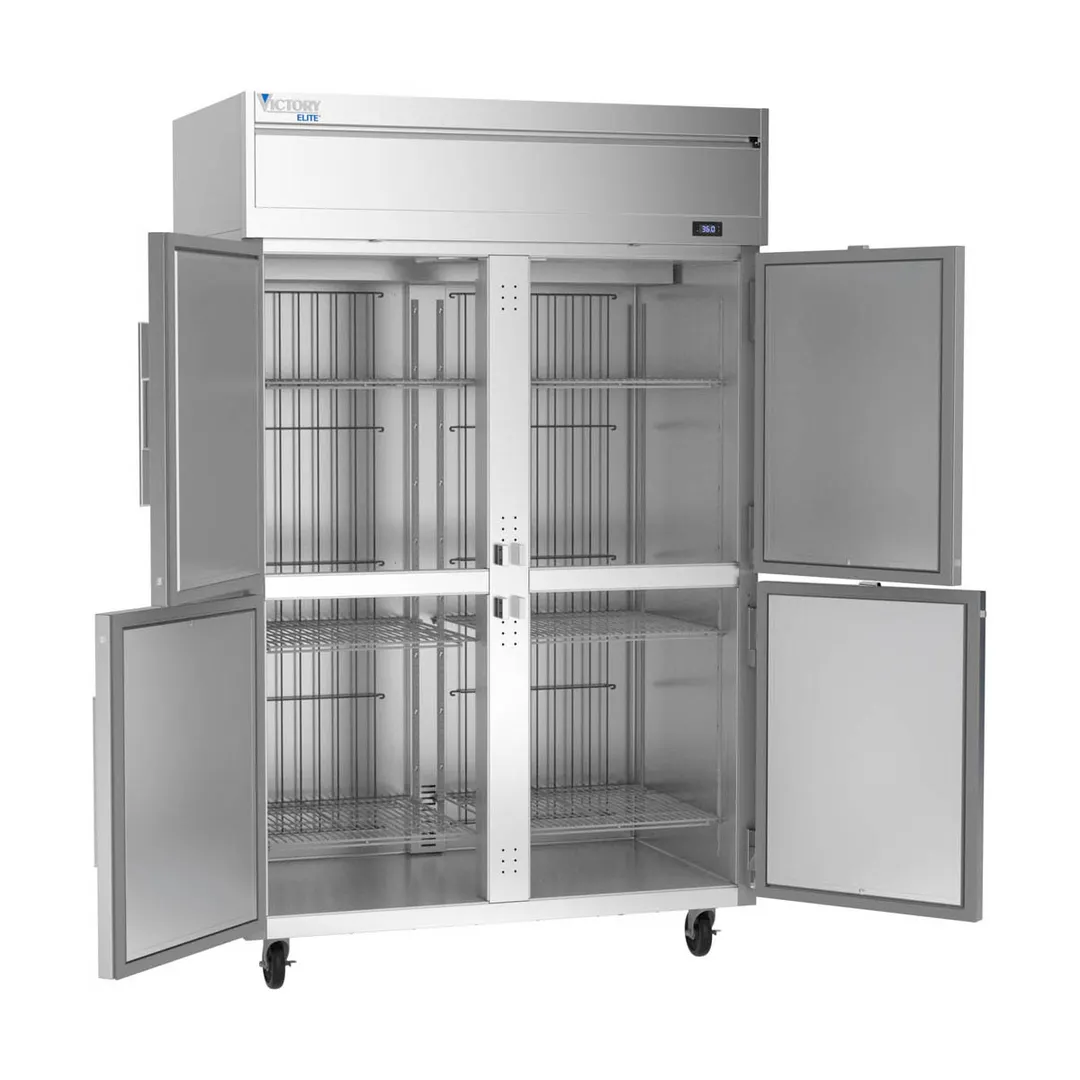 Victory VERSA-2D-HD-HC 52" 2-Section Reach-In Refrigerator w/ 4 Solid Half Doors, Aluminum Interior, 45.2 cu. ft.