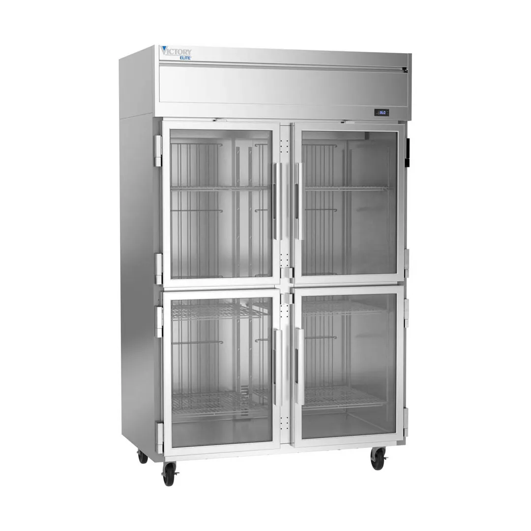 Victory VERSA-2D-HG-HC 52" 2-Section Reach-In Refrigerator w/ 4 Glass Half Doors, Electronic Control, 46.88 cu. ft.