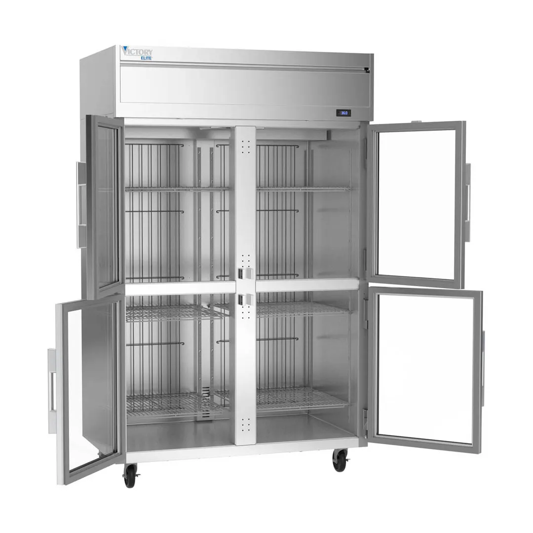 Victory VERSA-2D-HG-HC 52" 2-Section Reach-In Refrigerator w/ 4 Glass Half Doors, Electronic Control, 46.88 cu. ft.