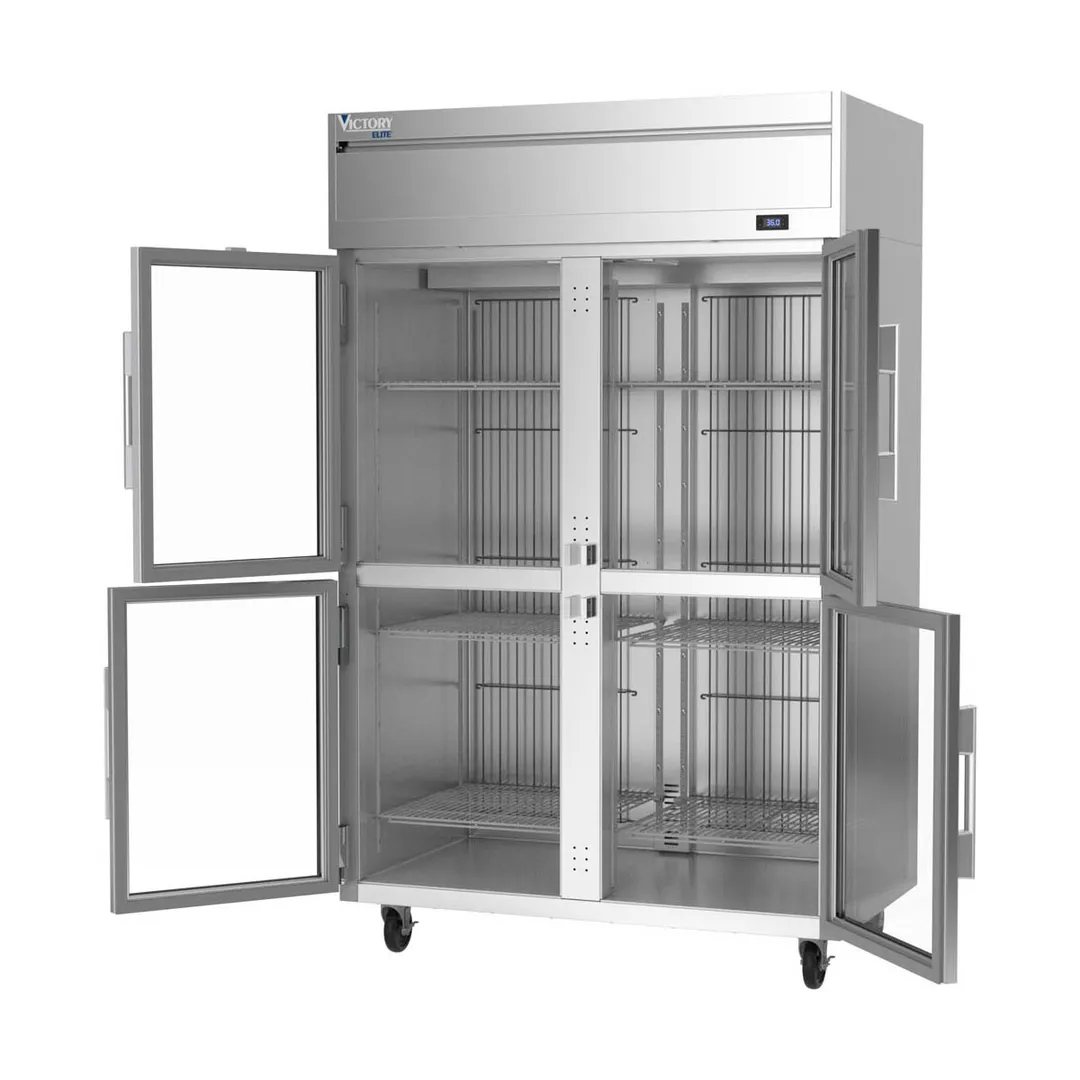 Victory VERSA-2D-HG-HC 52" 2-Section Reach-In Refrigerator w/ 4 Glass Half Doors, Electronic Control, 46.88 cu. ft.