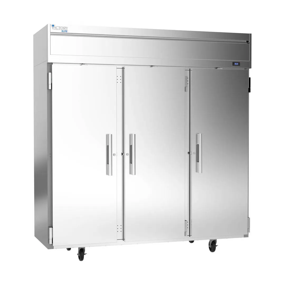 Victory VERSA-3D-SD-HC 78" 3-Section Reach-In Refrigerator w/ 3 Solid Doors, Aluminum Interior, 71.5 cu. ft.