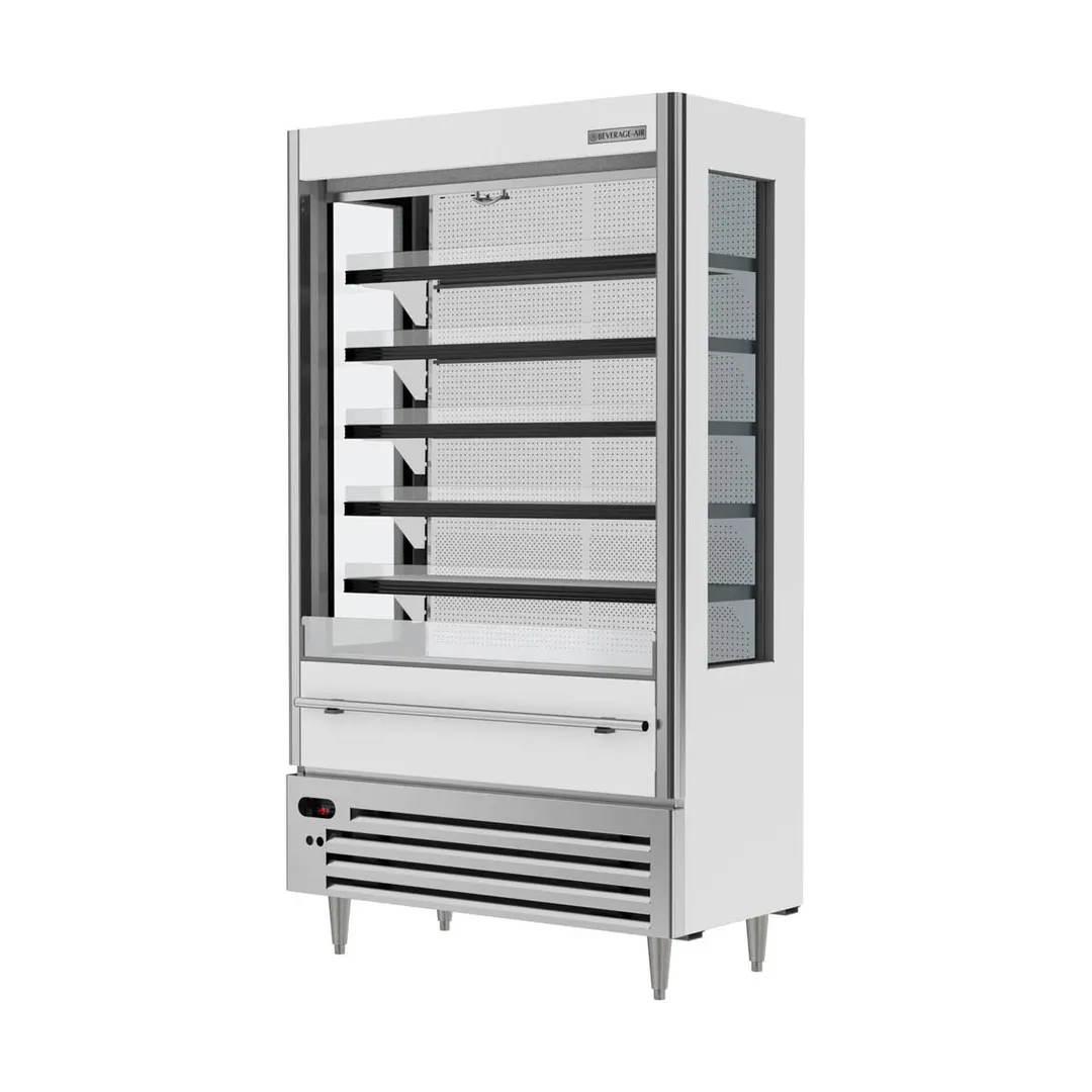 Beverage Air VMHCSL-18-1-W 47" White Slim Open Air Merchandiser, 5 Shelves, Vertical Case, 23 cu. ft.