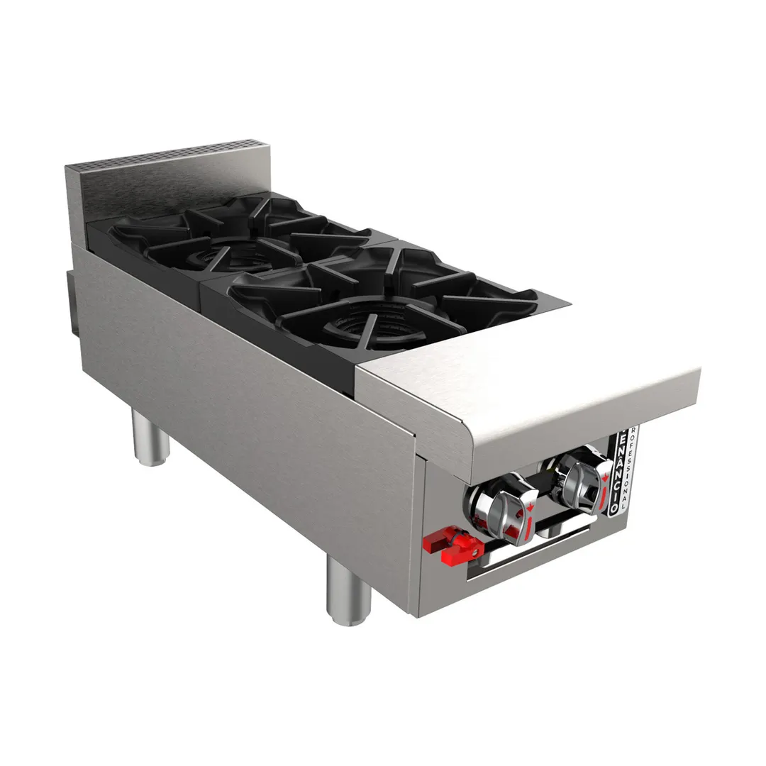Venancio USA G12CT-12B 12" Countertop Heavy Duty Gas Hotplate with (2) Burners, Manual Control, 44.000 BTU