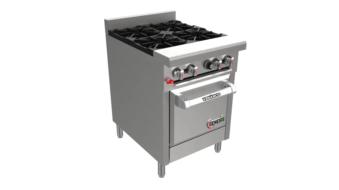 Venancio USA G24ST-24B 24" Gas Restaurant Range w/ (4) Open Burners, (1) Standard Oven, 123.000 BTU