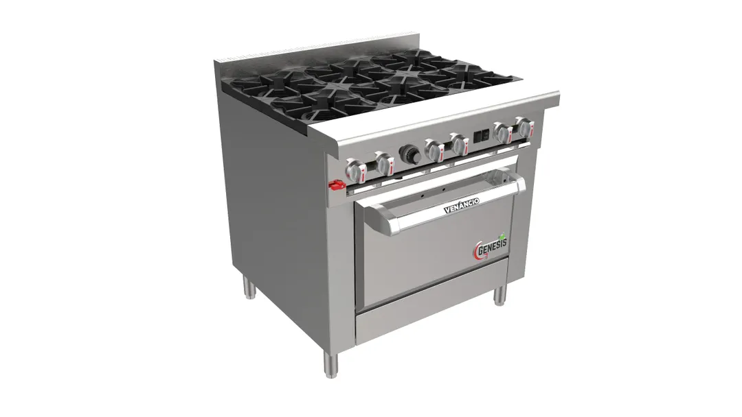Venancio USA G36CO-36B 36" Gas Restaurant Range w/ (6) Open Burners, (1) Convection Oven, 167.000 BTU