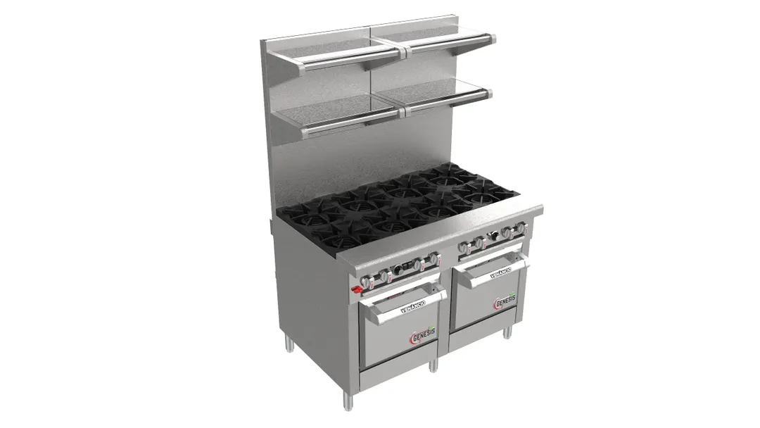 Venancio USA G482CO-48B 48" Gas Restaurant Range w/ (8) Open Burners, (2) Convection Ovens, 206.000 BTU