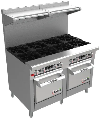 Venancio USA G602CO-60B 60" Gas Restaurant Range w/ (10) Open Burners, (2) Convection Ovens, 285.000 BTU