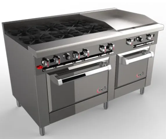 Venancio USA G602ST-36B24G 60" Gas Restaurant Range w/ (6) Open Burners, 24" Griddle Right, (1) Standard Oven, 247.000 BTU