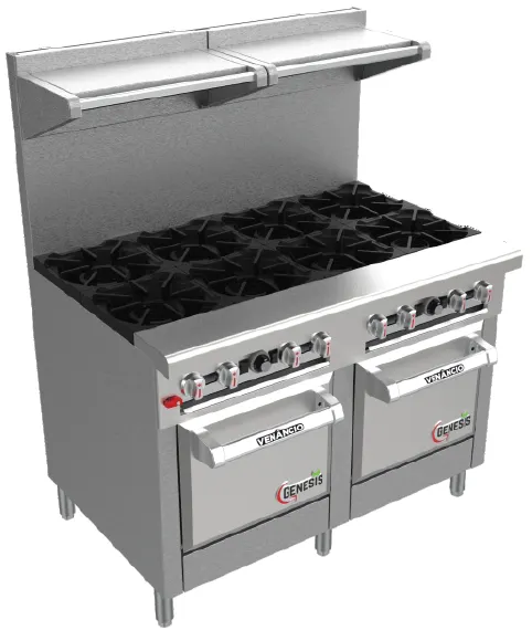 Venancio USA G722CO-72B 72" Gas Restaurant Range w/ (12) Open Burners, (2) Convection Ovens, 334.000 BTU