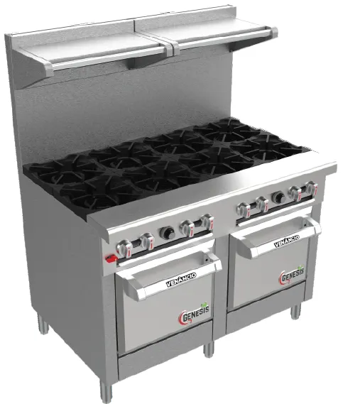 Venancio USA G722ST-72B 72" Gas Restaurant Range w/ (12) Open Burners, (2) Standard Ovens, 334.000 BTU