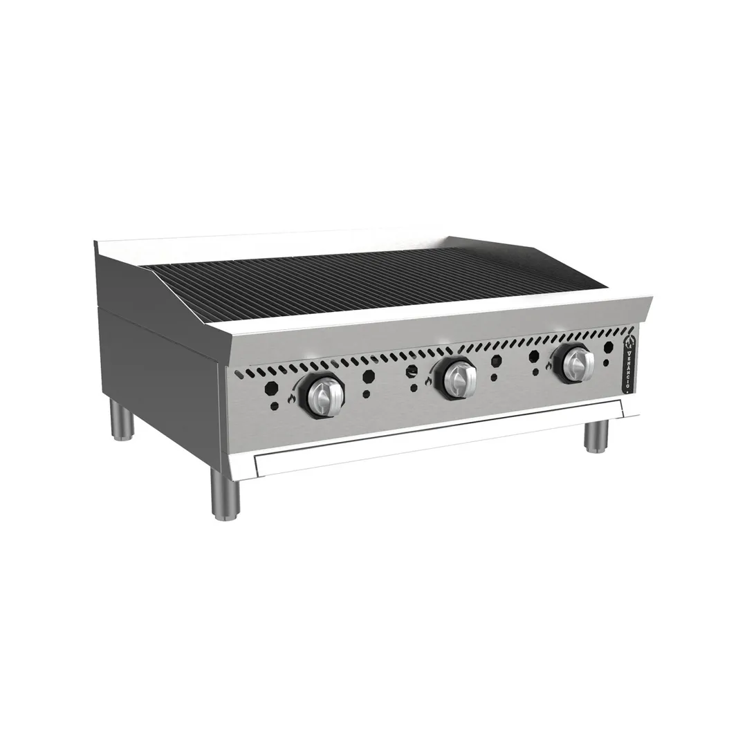 Venancio USA O36LC 36" Countertop Gas Lava Rock Charbroiler w/ (3) Burners, 90.000 BTU