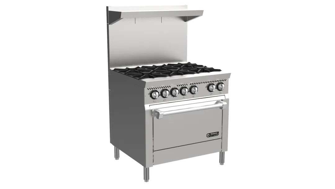 Venancio USA OR36ST-6B 36" Gas Restaurant Range w/ (6) Open Burners, (1) Standard Oven, 215.000 BTU 