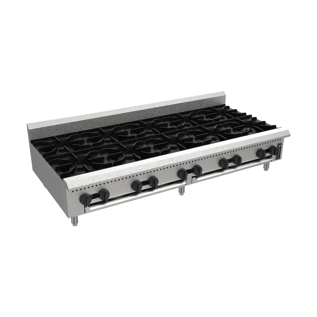 Venancio USA PHP60G-CT 60" Countertop Gas Hotplate with (10) Burners, Manual Control, 280.000 BTU