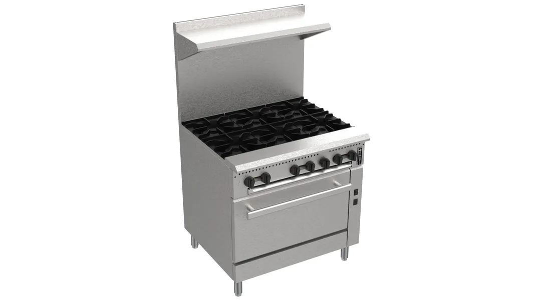 Venancio USA PRO36G-CO 36" Gas Restaurant Range w/ (6) Open Burners, (1) Convection Oven, 203.000 BTU