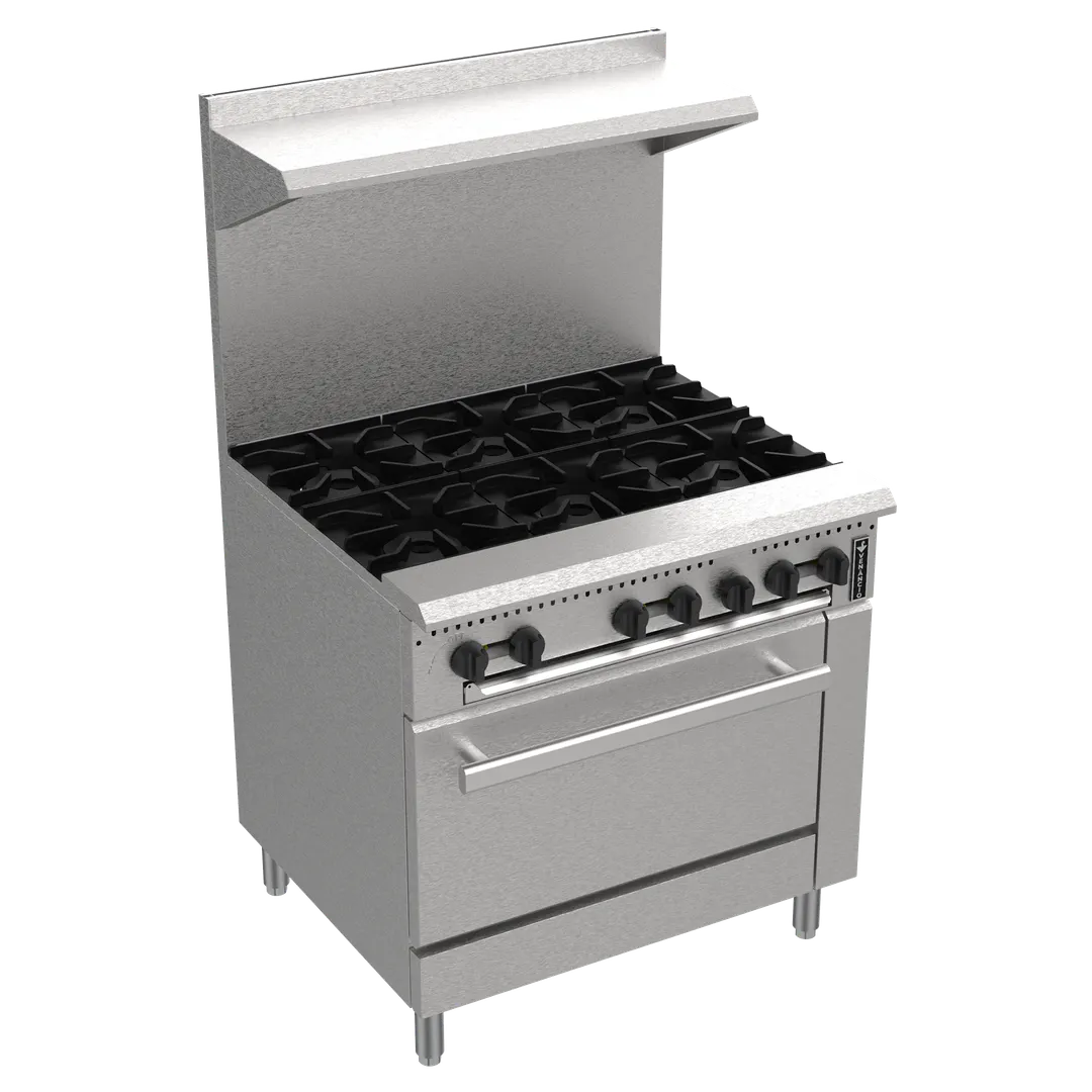Venancio USA PRO36G-ST 36" Gas Restaurant Range with (6) Open Burners, (1) Standard Oven, 203.000 BTU