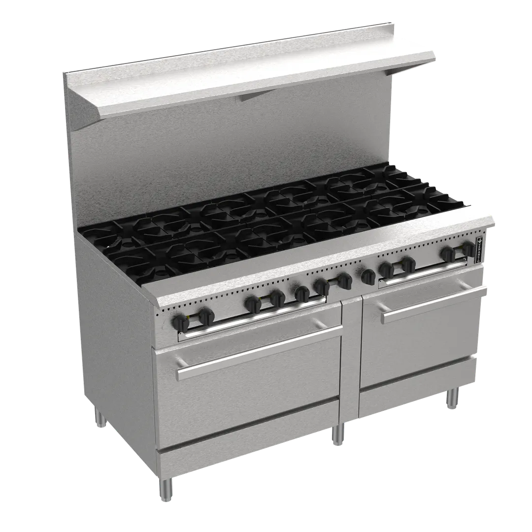 Venancio USA PRO60G-ST 60" Gas Restaurant Range w/ (10) Open Burners, (2) Standard Ovens, 345.000 BTU