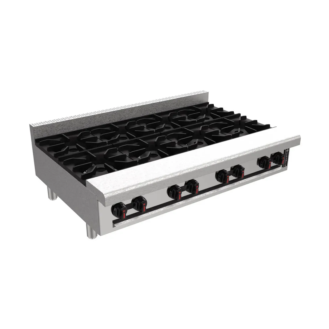 Venancio USA R48CT-48B 48" Countertop Gas Hotplate with (8) Burners, Manual Control, 256.000 BTU