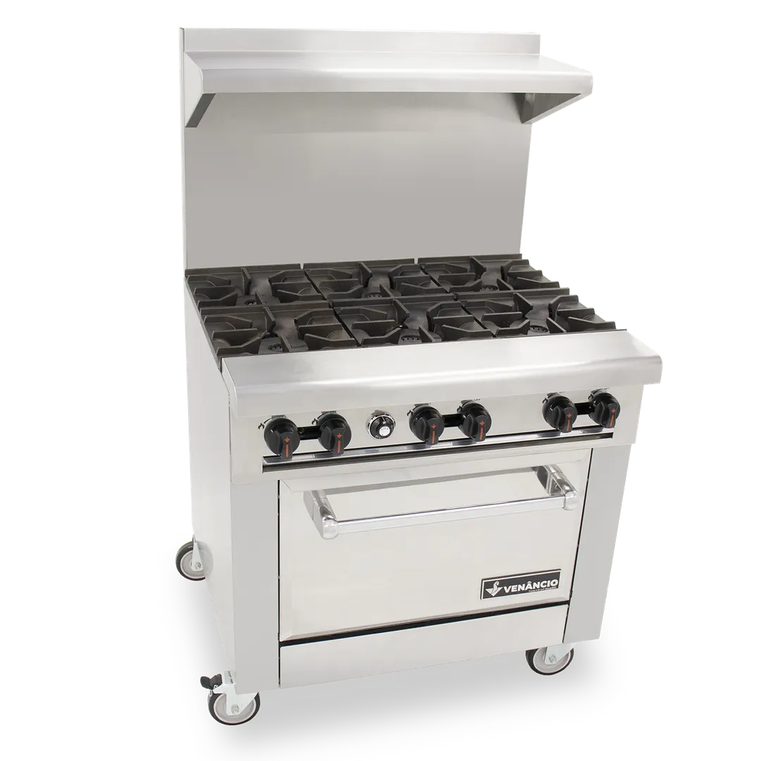 Venancio USA R722ST-72B 72" Gas Restaurant Range w/ (12) Open Burners, (2) Standard Ovens, 454.000 BTU