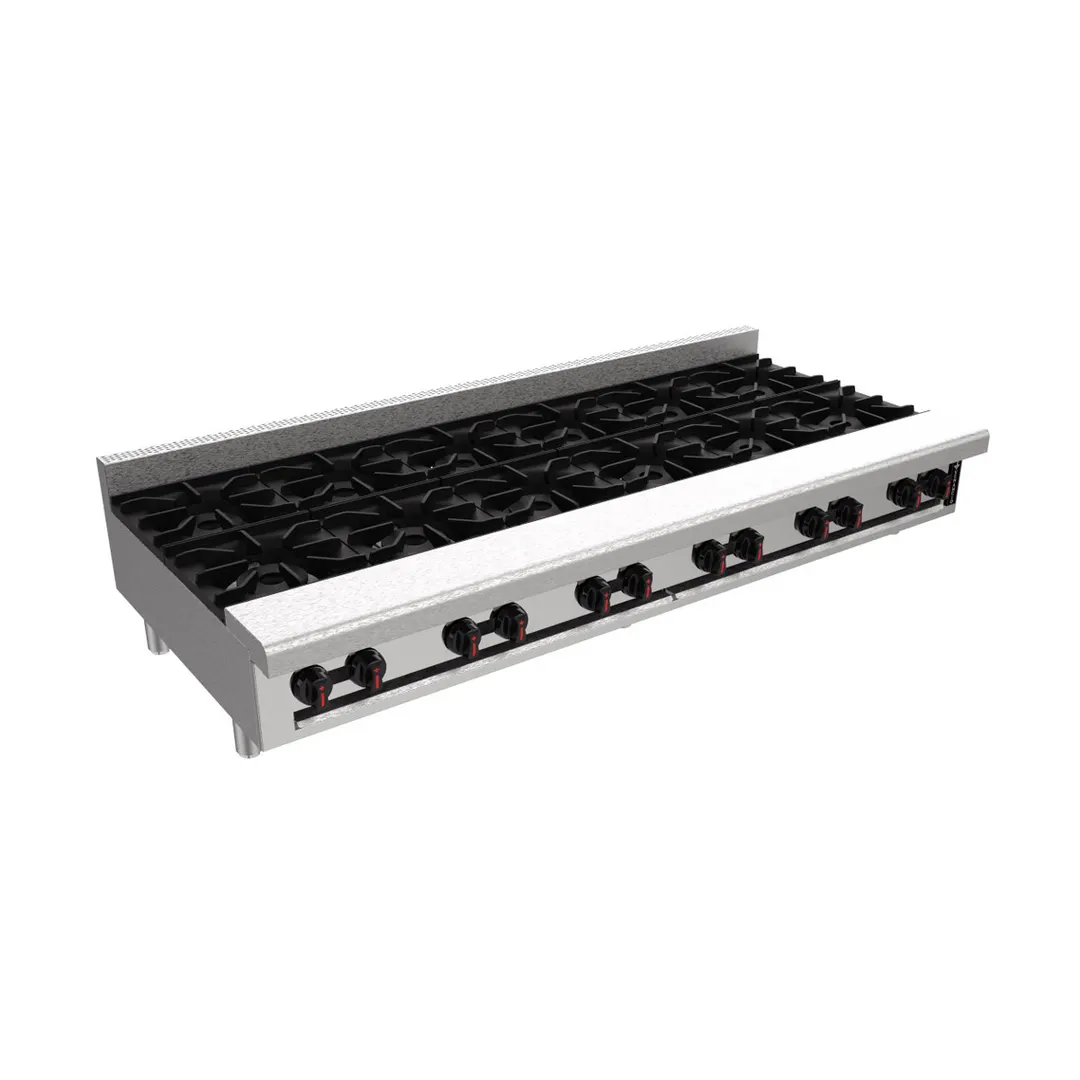Venancio USA R72CT-72B 72" Countertop Gas Hotplate with (12) Burners, Manual Control, 384.000 BTU