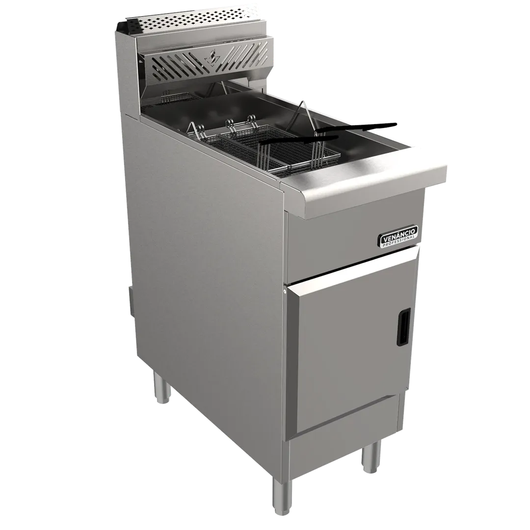 Venancio USA RFB50 Full Pot Floor Model Gas Fryer w/ 50-lb Capacity, Thermostatic Controls