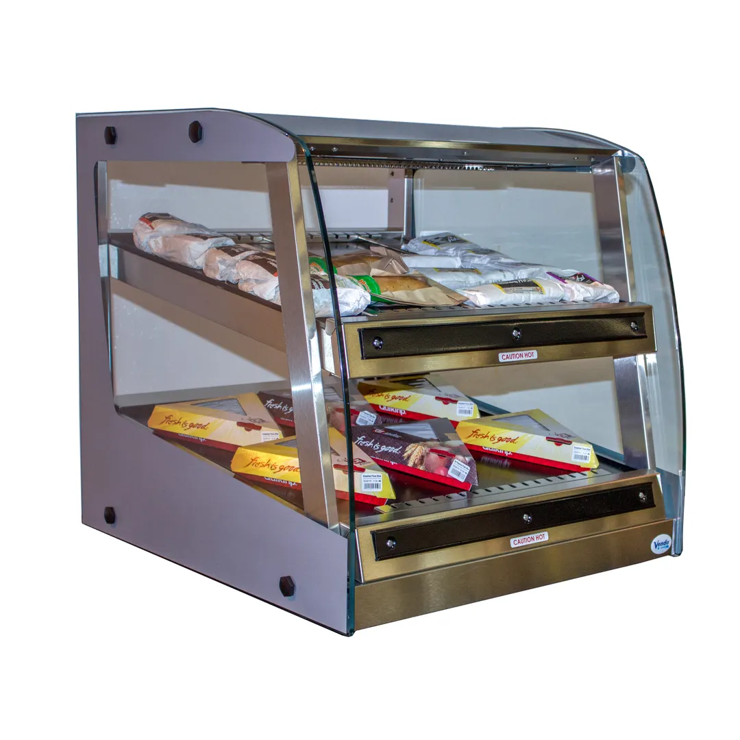 Vendo HFOD54001 58" Countertop Hot Food Display Case, Self-Service, 2 Adjustable Shelves