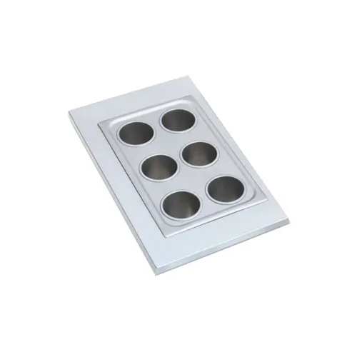 Vollrath 19195 Adapter Plate, 6 Round 4-1/4" Holes, 300 Stainless Steel, Fits 78710 Bain Marie Pots