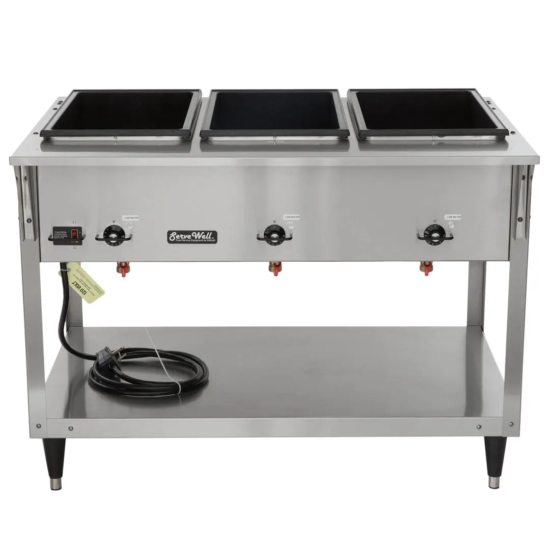 Vollrath 38213 46" ServeWell SL-Hot Food Table w/ (3) Sealed Wells and Undershelf