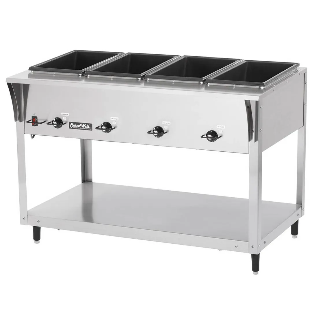 Vollrath 38214 60-11/16" ServeWell SL-Hot Food Table w/ (4) Sealed Wells and Undershelf