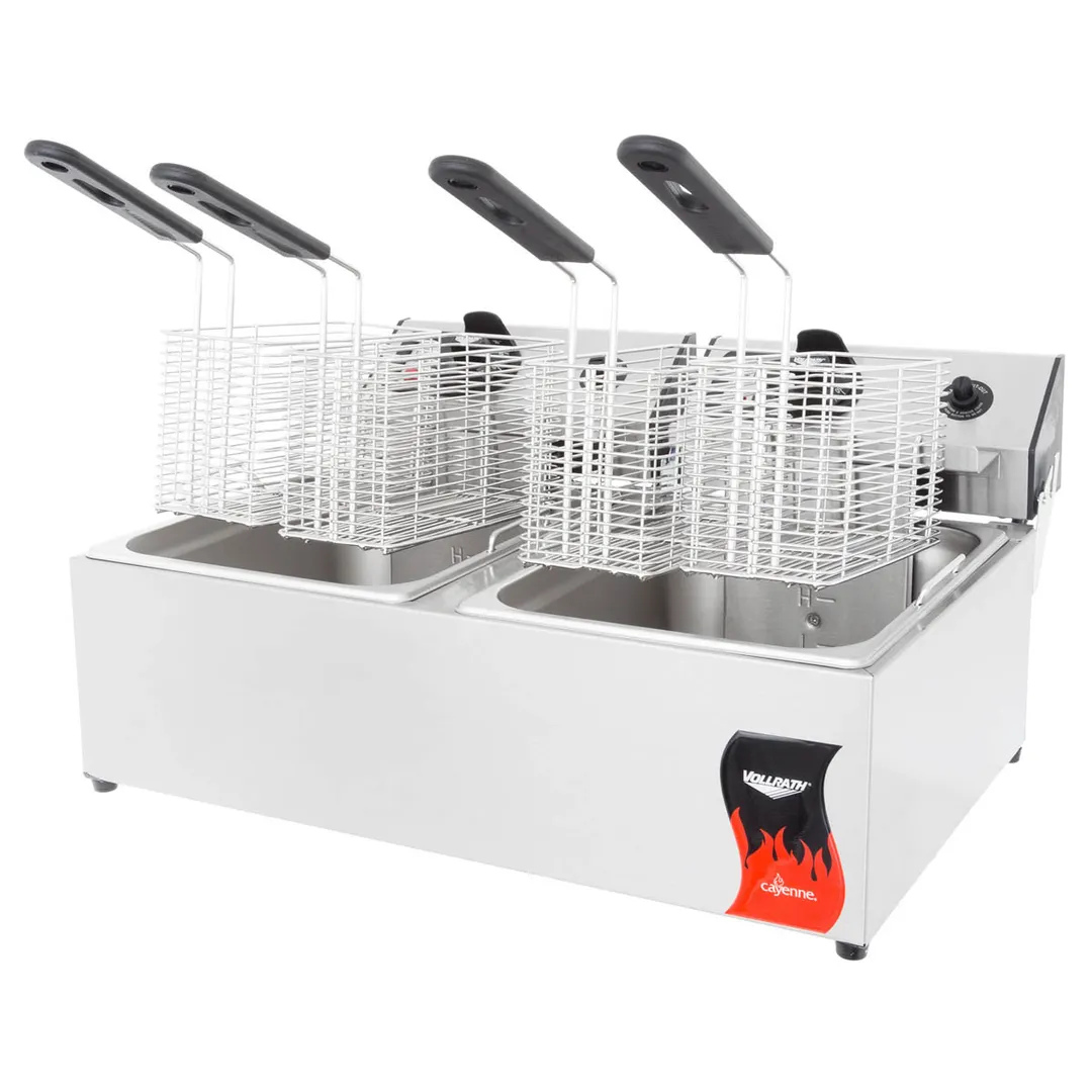 Vollrath 40708 Split Pot Countertop Electric Fryer w/ 4 Small Baskets, 20-Lb. Capacity, 208/240V