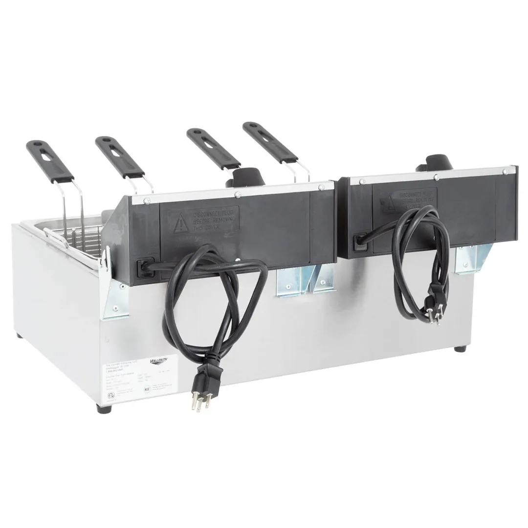 Vollrath 40708 Split Pot Countertop Electric Fryer w/ 4 Small Baskets, 20-Lb. Capacity, 208/240V