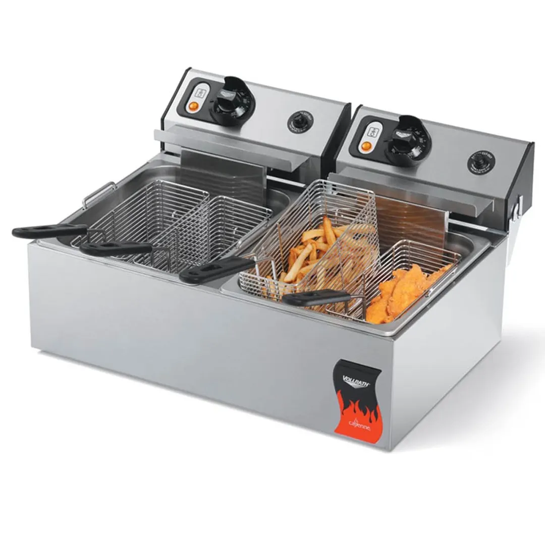 Vollrath 40708 Split Pot Countertop Electric Fryer w/ 4 Small Baskets, 20-Lb. Capacity, 208/240V