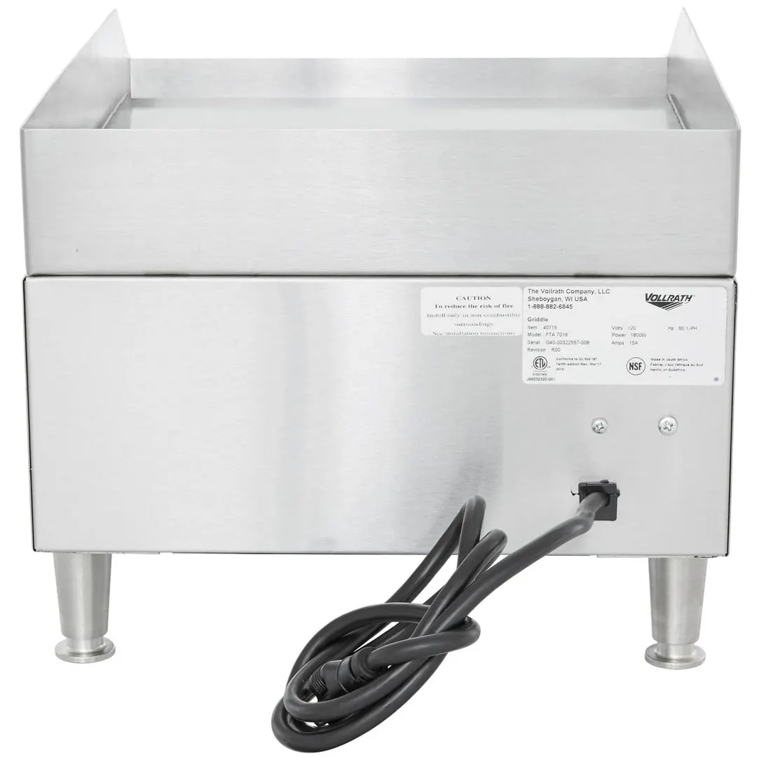 Vollrath 40715 14" Countertop Electric Griddle with 14.25" x 16.5" Surface, Thermostatic Controls, 120v/1ph
