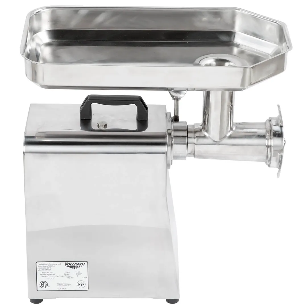 Vollrath 40744 Electric Meat Grinder, #22 Hub, 528 lbs/hr, 1.5 HP 110V, 2-1/4" Chute, Sausage, 1/8" & 5/16" Plates