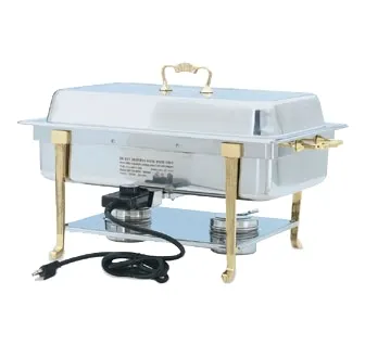 Vollrath 46040 Brass Trim Chafer, 9 Qt Mirror, Long Side Plug-In, UL, Made In USA