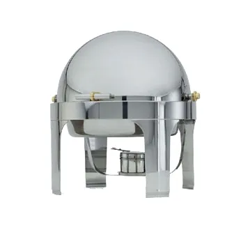 Vollrath 46070 Roll Top Chafer – 6‑Qt 18‑8 90° Dome Rack & Water/Food Pans Fuel Holder