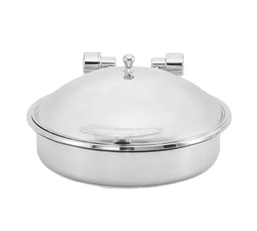 Vollrath 46123 Intrigue Top Chafer – 6-Qt 18/8 SS Trim, 18-0 Pans, Cover With Hinge, 45°/90° Tilt