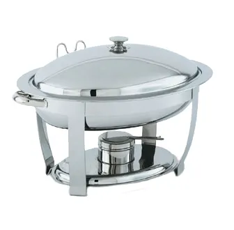 Vollrath 46500 Orion Oval Chafer, 6‑Qt 5.7L 18/8 SS Stand/Holder, Pans, Cover Set 21.8x17.5x13.4"