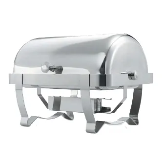 Vollrath 46520 Orion Chafers 9‑Qt 18‑10 SS,90° Cover Water/Food Pans,2 Fuel Holders25"W×16"D×17"H