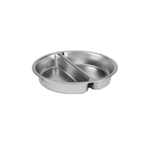 Vollrath 46861 Divided Food Pan, Round, 2 Quarts/Side, 15-1/8" Dia, 2-7/16" H, 18-8 Stainless Steel