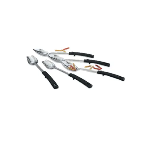 Vollrath 46947 Serving Spoon, Slotted, 14" Long, 18/8 Stainless Steel with Black Grip N' Serv Handle