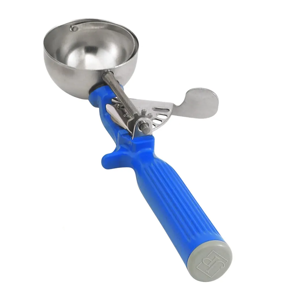 Vollrath 47143 Disher, Bowl, Size 16, 2 Oz, 2-3/16" Dia., Stainless Steel, Blue Plastic Handle