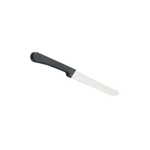 Vollrath 48143 Steak Knife, Round Tip, 4-3/4" Blade, Black Plastic Handle, Serration - 1 Dozen