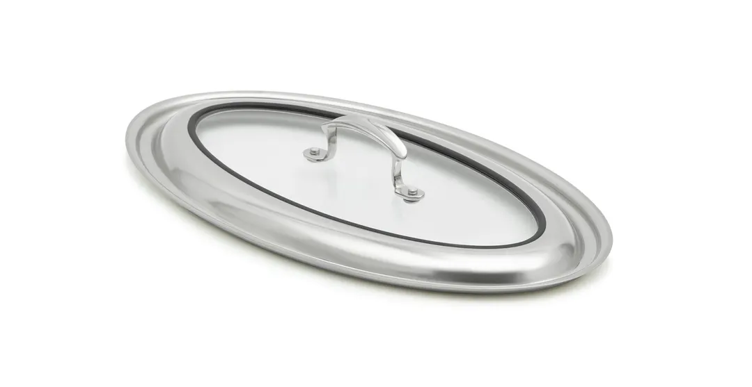Vollrath 49442C Miramar Lid, 16" x 9" x 2-1/2", Oval, Stainless Steel, Riveted Handles