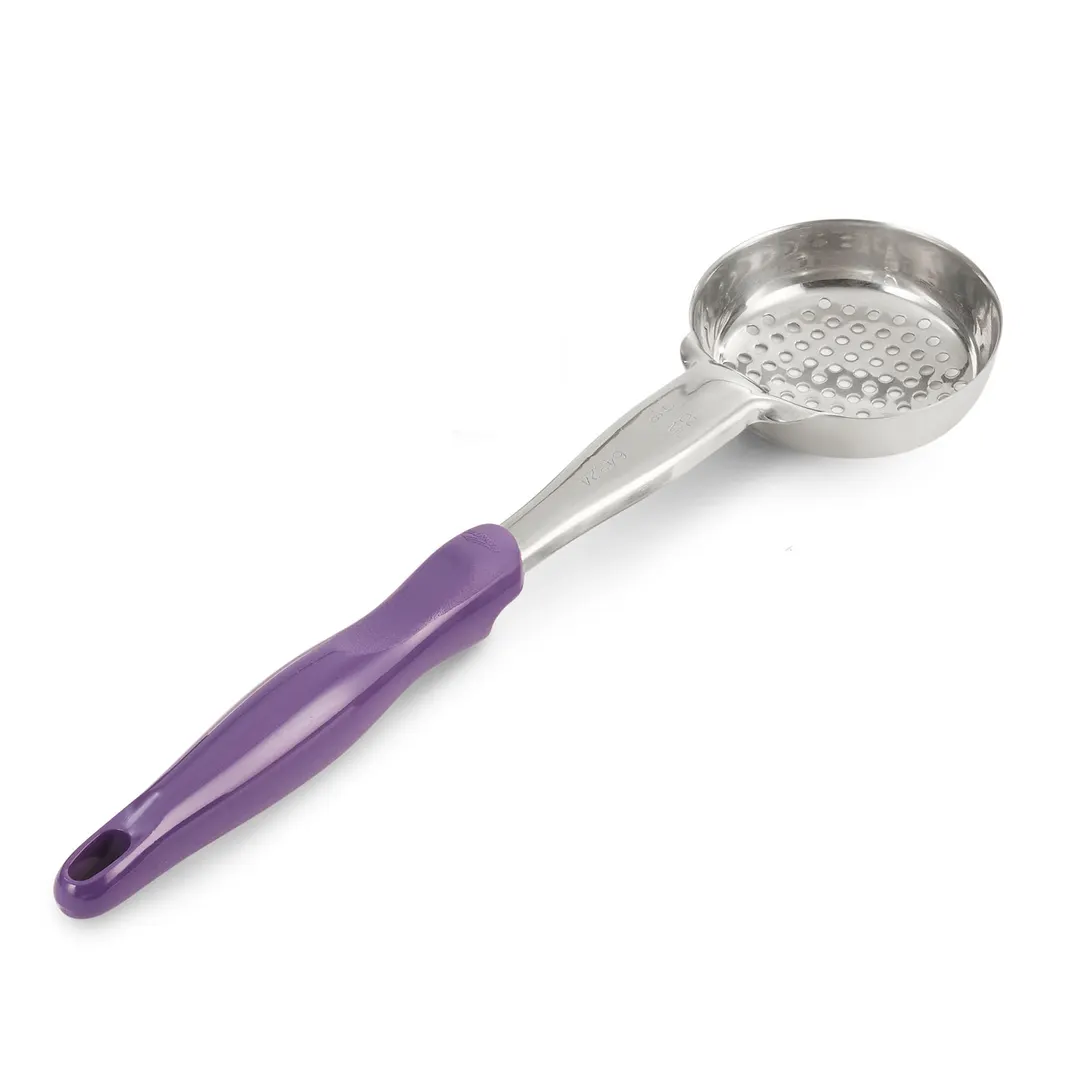 Vollrath 6432480 Spoodle, Perforated Bowl, 4 oz, 18/8 Stainless Steel, Purple Handle, 13-5/16"