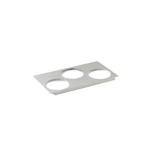 Vollrath 72228 Adapter Plate, Stainless, 3 Round 6-1/2" Dia. Inset Holes, Fits 78164 Wells