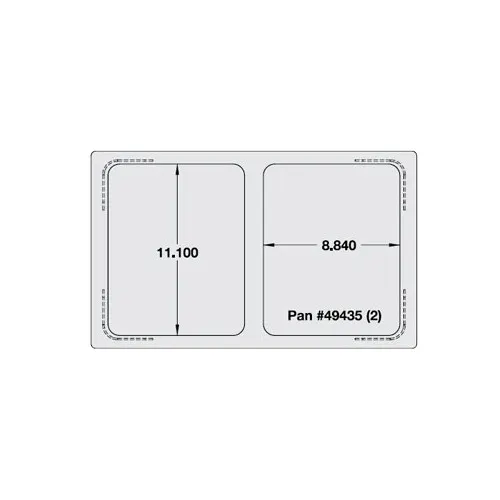 Vollrath 8243016 Miramar Single Size Template, Stainless Steel, 2 Food Pan Cutouts, 21-1/8"x12-3/4"