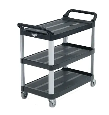 Vollrath 97007 Black 3-Shelf Multi-Purpose Plastic Utility Cart w/ 300 lbs. Capacity