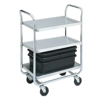 Vollrath 97167 Chrome Plated Three-Shelf Thrift-I-Cart - 40.5 x 21 x 36.5
